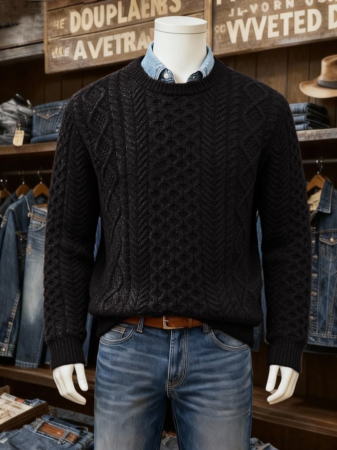 Men's Vintage Pullover Cable Knit Sweater