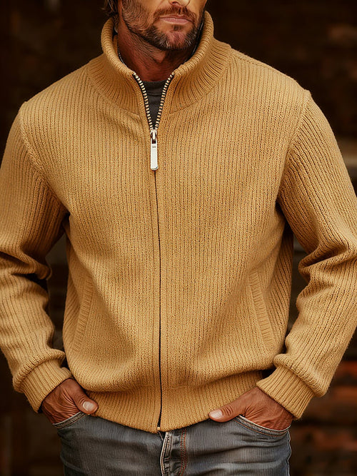 Men's Vintage Knitted Jacquard Zip Cozy Jacket