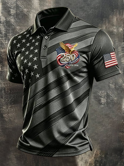 Men's Retro "Patriot" Color-Block Short-Sleeve Polo Shirt