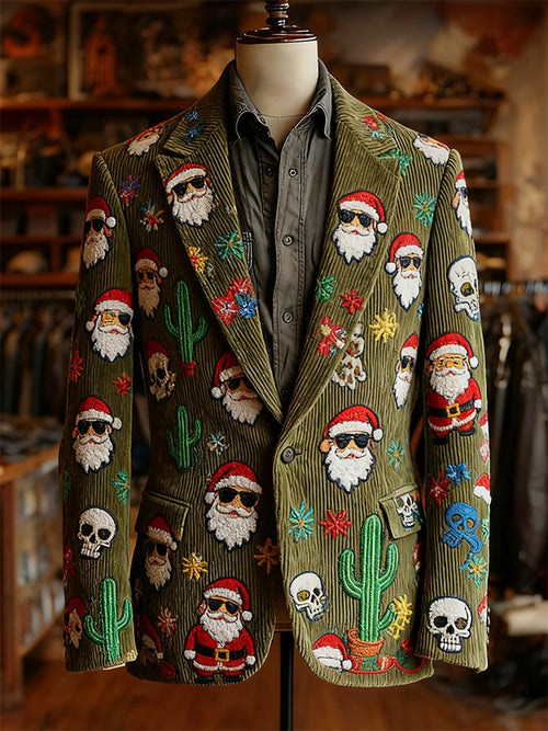 Men's Vintage Casual Christmas Party Corduroy Blazer