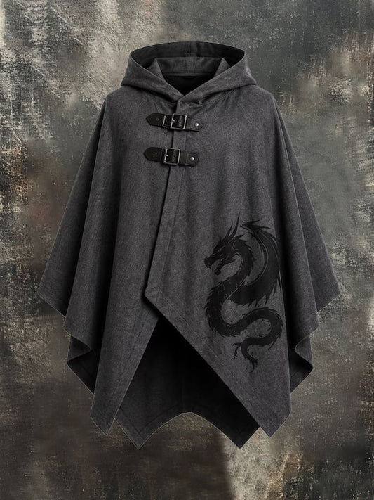Men's Vintage-Style Distressed Hooded Workwear Cape/Cloak
