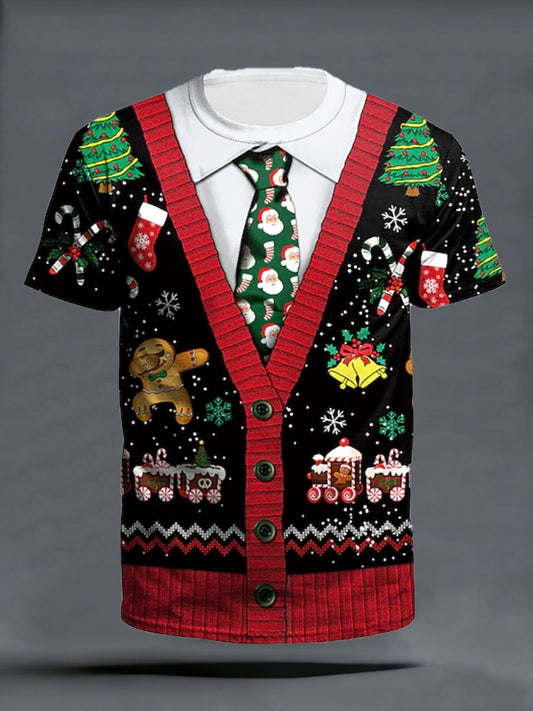 Men's Casual Retro Christmas Print T-shirt