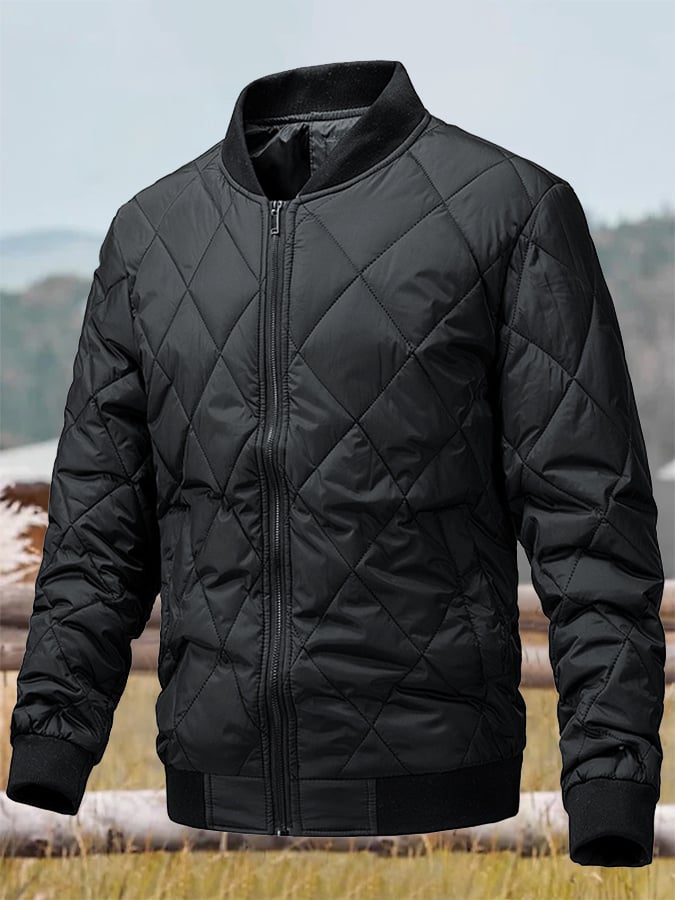 Men's Retro Diamond Pleated Cotton Casual Cotton Jacket