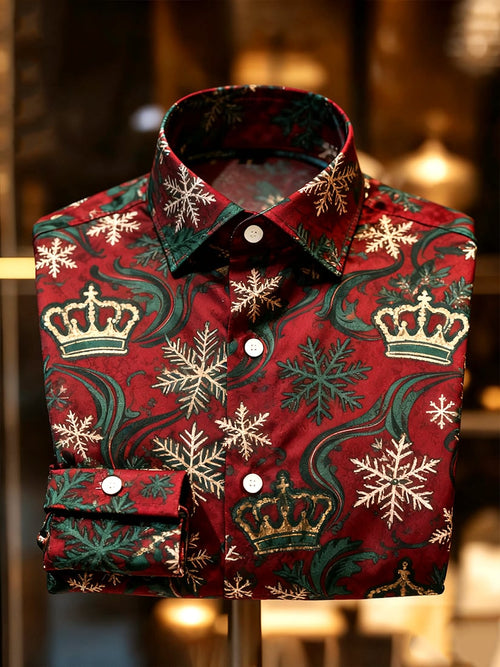Men's Christmas Holiday Button-Down Long Sleeve Shirt
