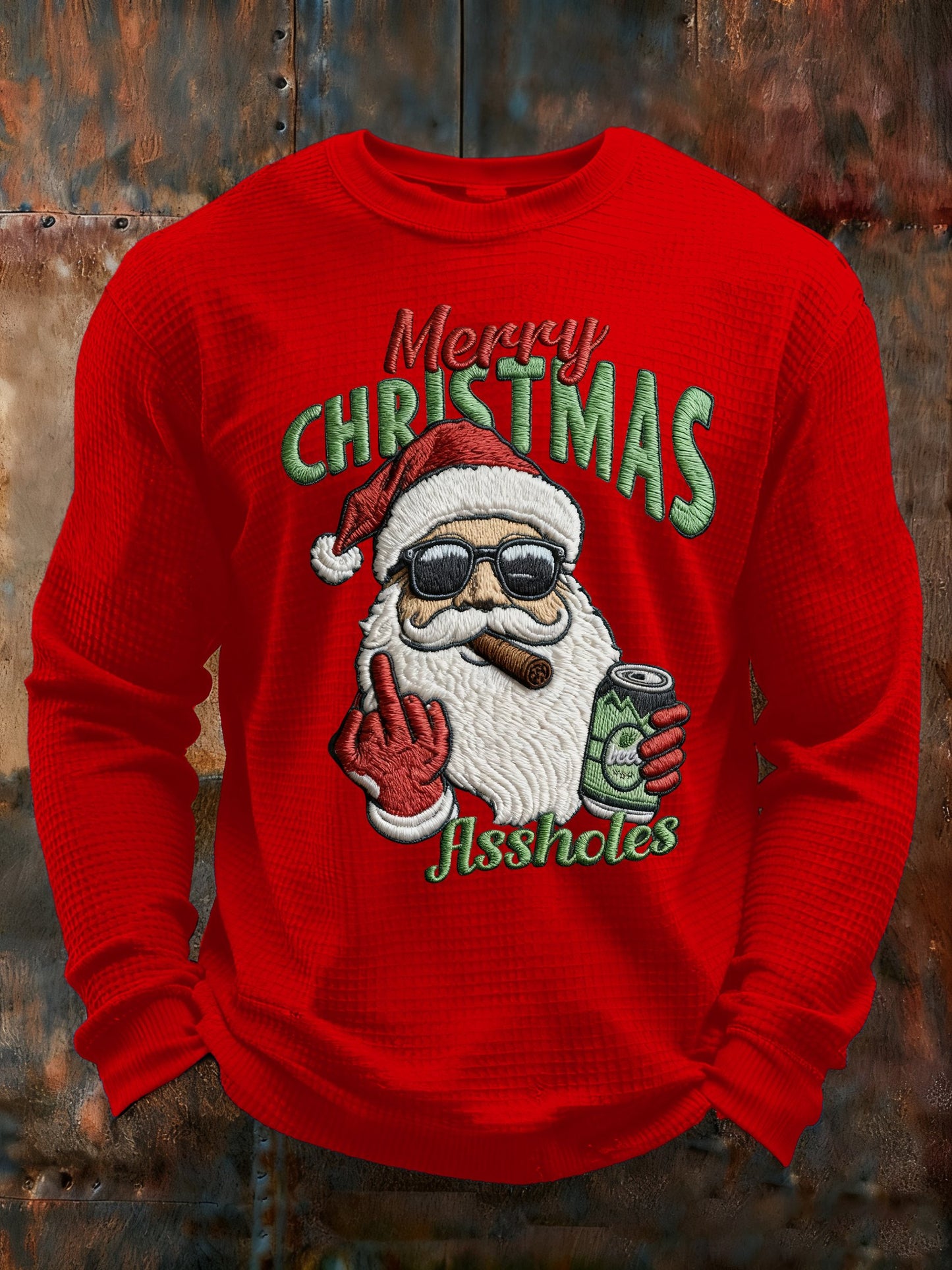 Men's Merry Christmas Assholes Printed Casual Long-Sleeved Top