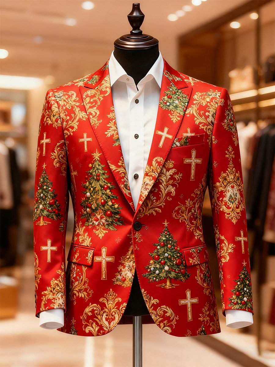 Men's Business Casual Christmas Faith Suit Outerwear