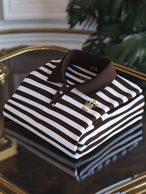 Men's Business Casual Logo Button Short Sleeve Polo Shirt