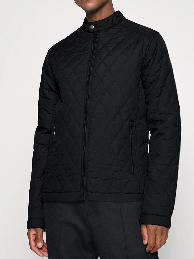 Men's Light Cotton Clothes Casual Diamond Shaped Stand-up Collar Coat Fashion Cotton-padded Jacket