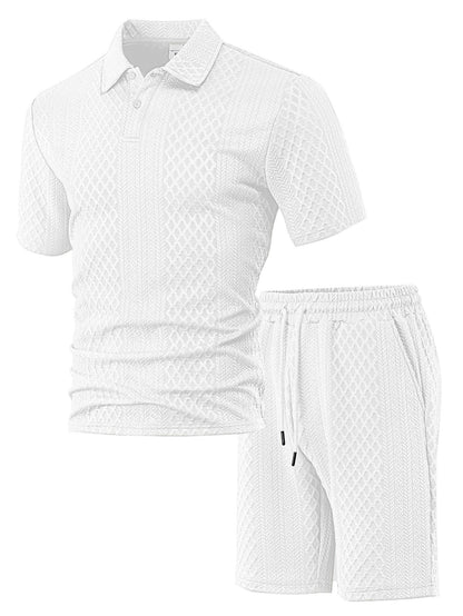 Men's Knit Short Sleeve Polo Shirt set