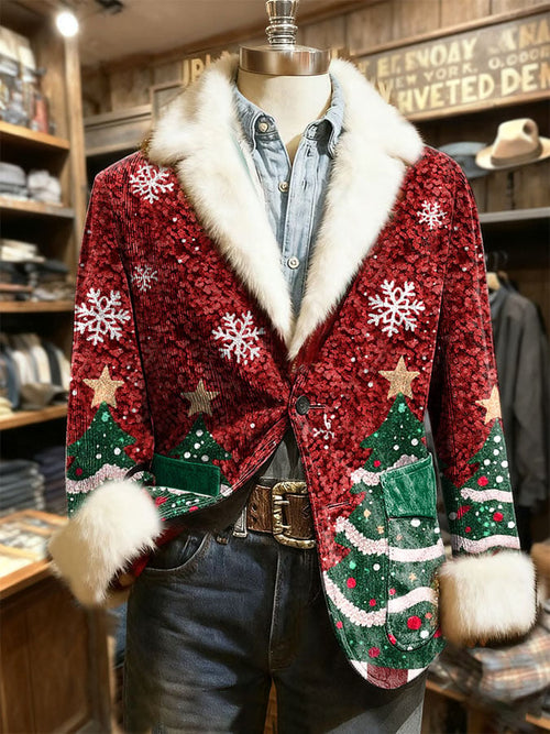 Men's Retro Christmas Lapel Casual Blazer