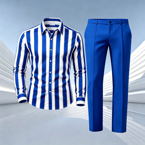 Men's Printed Long-Sleeve Shirt and Pants Set