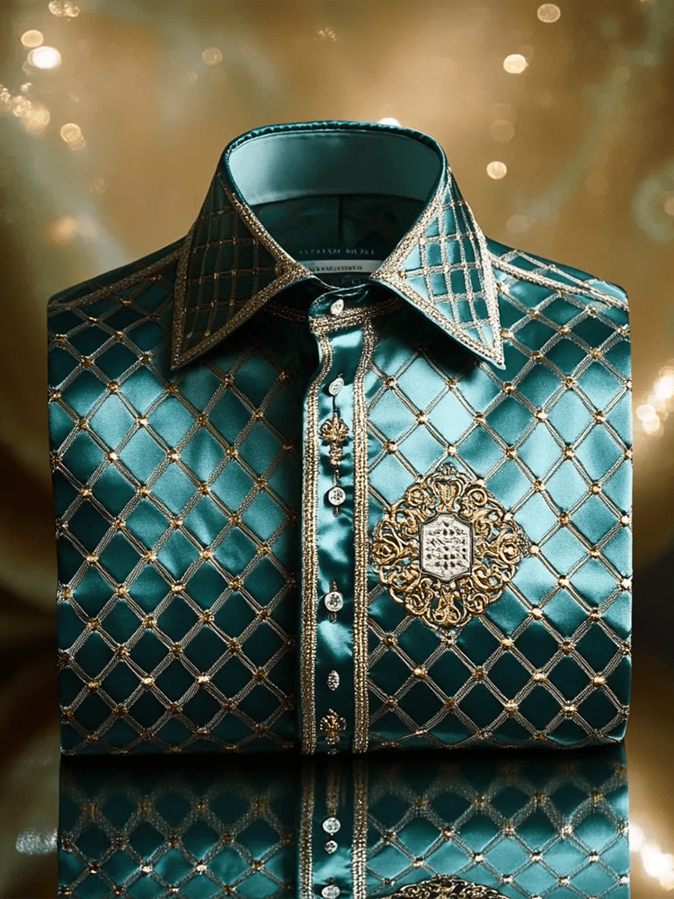 Men's Satin Luxe Print Short Sleeve Button Shirt
