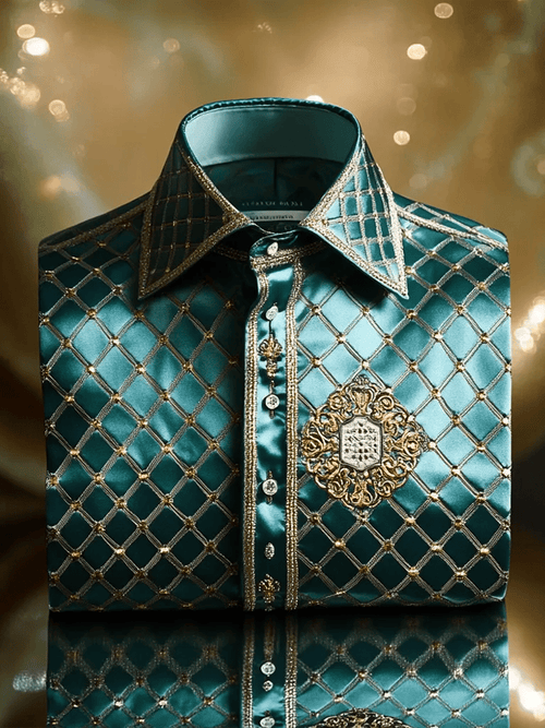 Men's Satin Luxe Print Short Sleeve Button Shirt