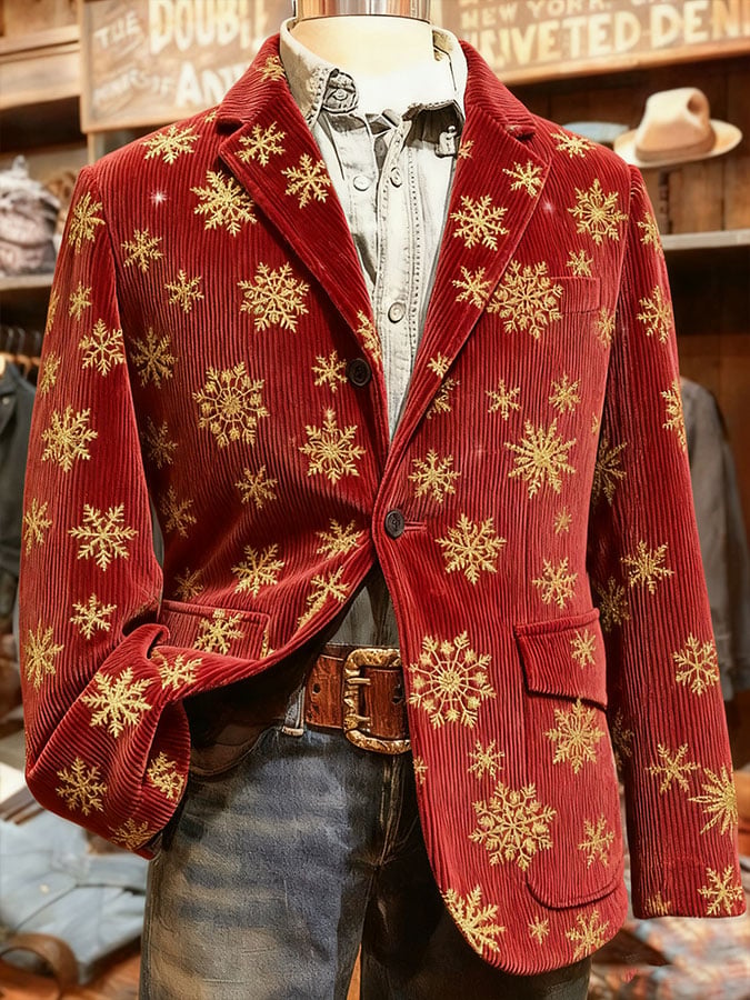 Men's Christmas Art Design Print Casual Coat