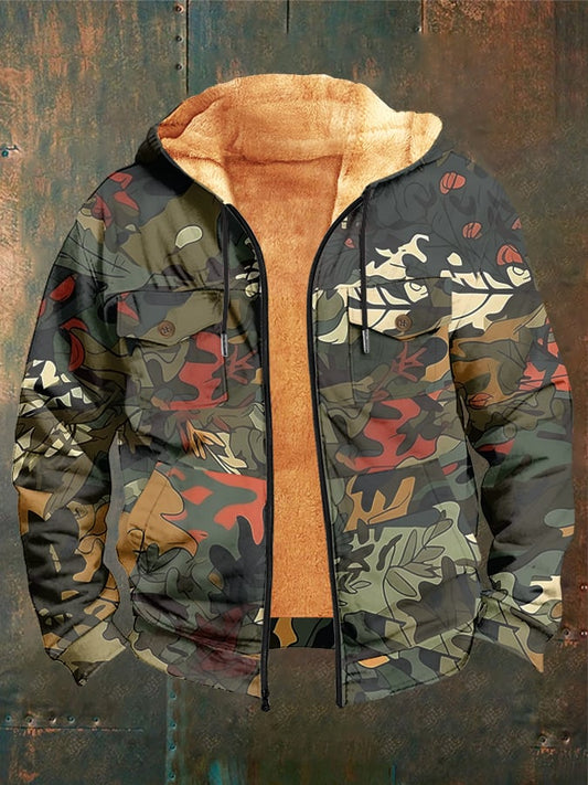 Men's Vintage Camouflage Outdoor Fleece Pocket Jacket
