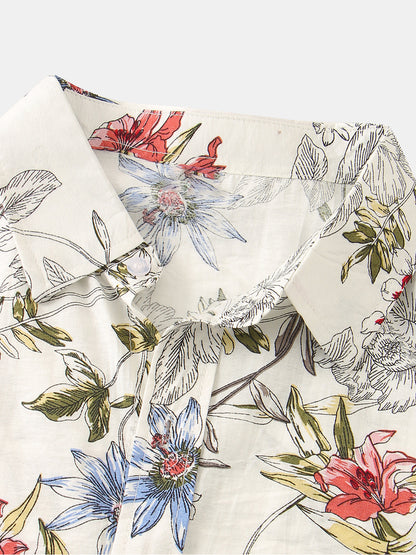 Men's Summer Floral Vintage Hawaiian Short Sleeve Shirt