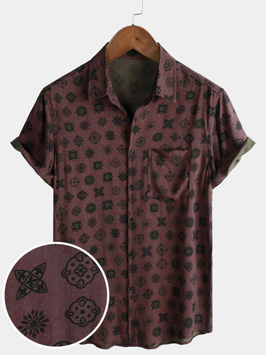 Men's Classic Retro Geometric Short Sleeve Shirt