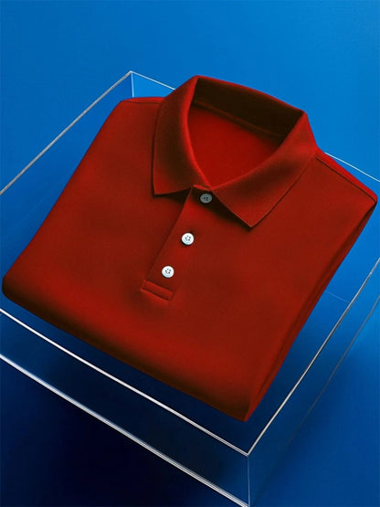 Men's Business Casual Embroidery Button Short Sleeve Polo Shirt