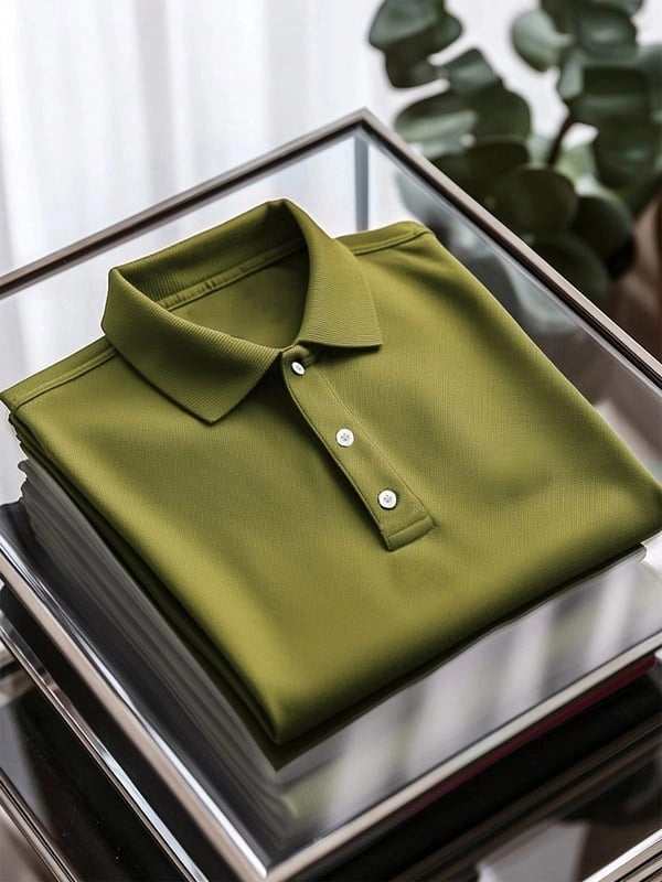 Men's Business Casual Button Short Sleeve Polo Shirt