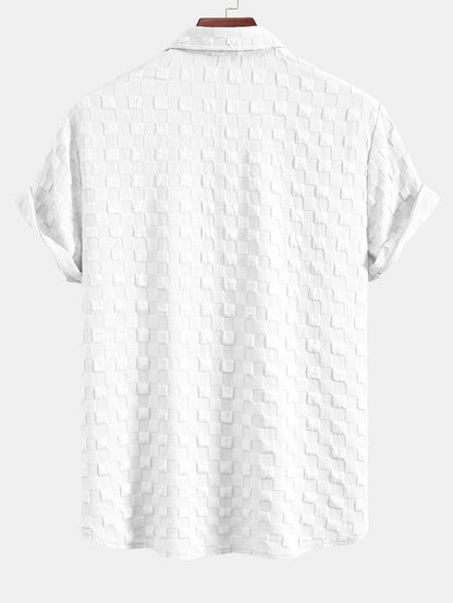Checkerboard Textured Button Up Shirt