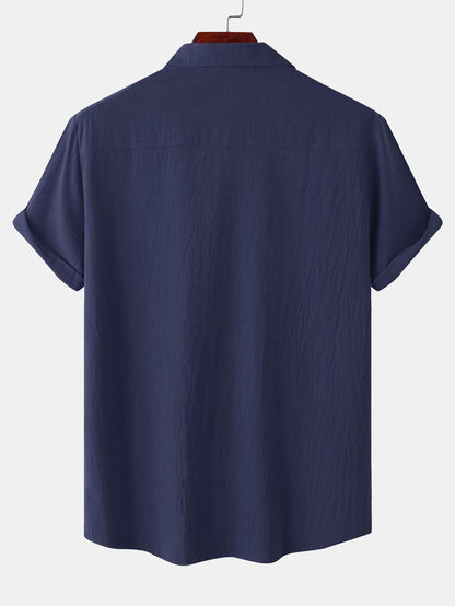 Man Button Up Shirt With Patch Pockets