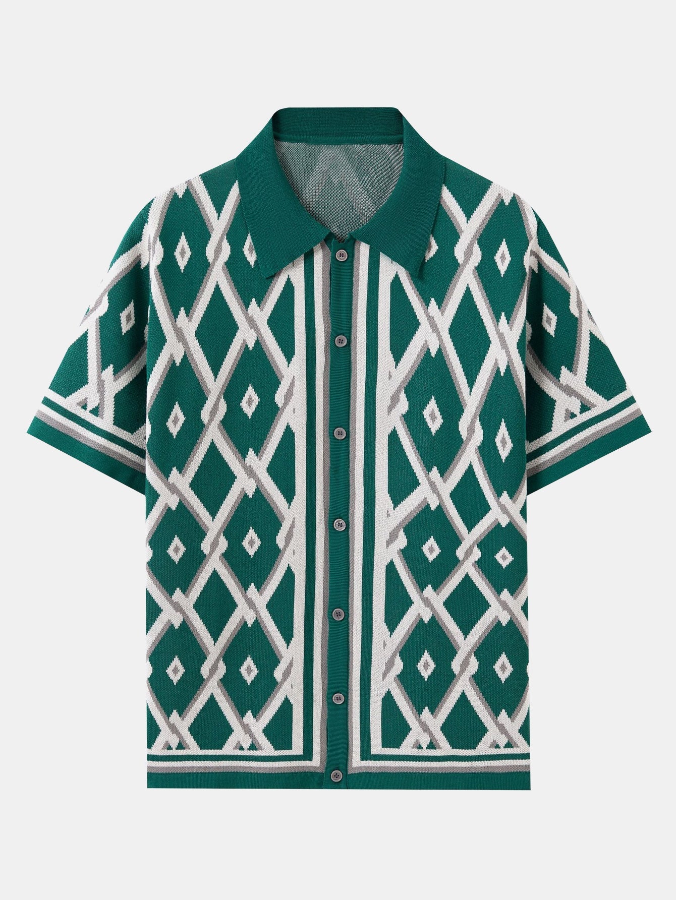 Retro Rhombus Geometric Knit Shirt