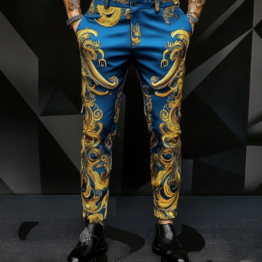 High elastic fabric luxury business casual men's fashion trousers
