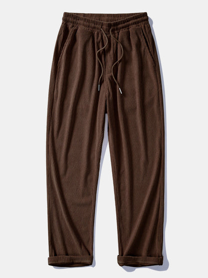 Relax Fit Contrast Corduroy Polo Collar Sweatshirt & Straight Leg Corduroy Pants