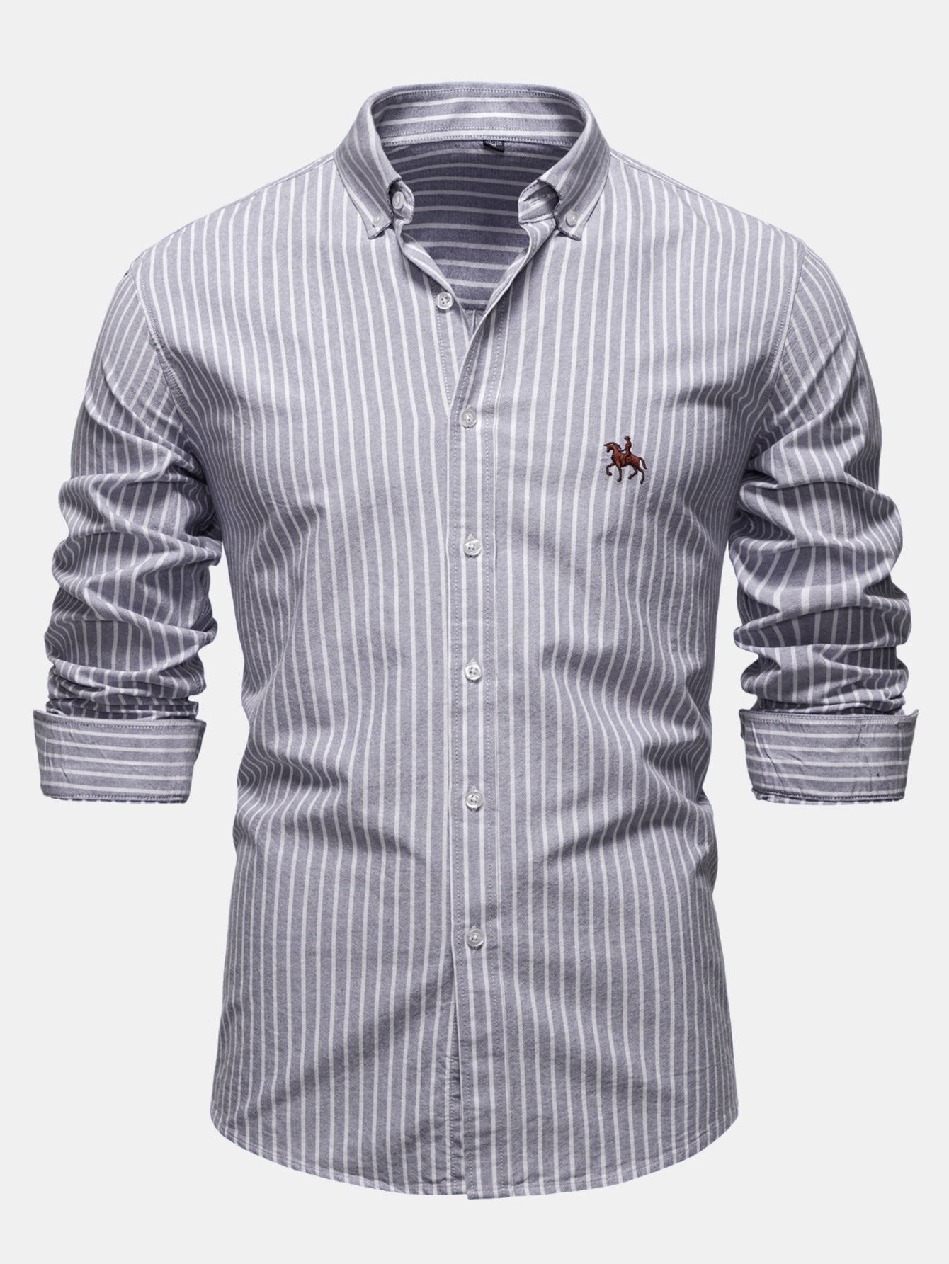 Cowboy Embroidery Cotton Stripe Shirt