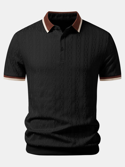 Contrast Trim Textured Knit Polo