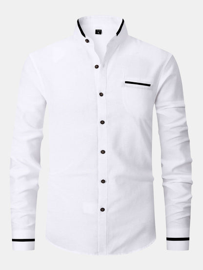 Long Sleeve Contrast Stand Collar Shirt
