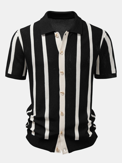 Stripe Button Up Knit Shirt