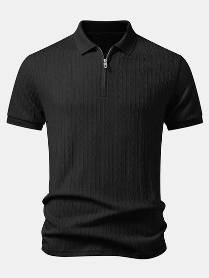 Twisted Jacquard Zipper Polo