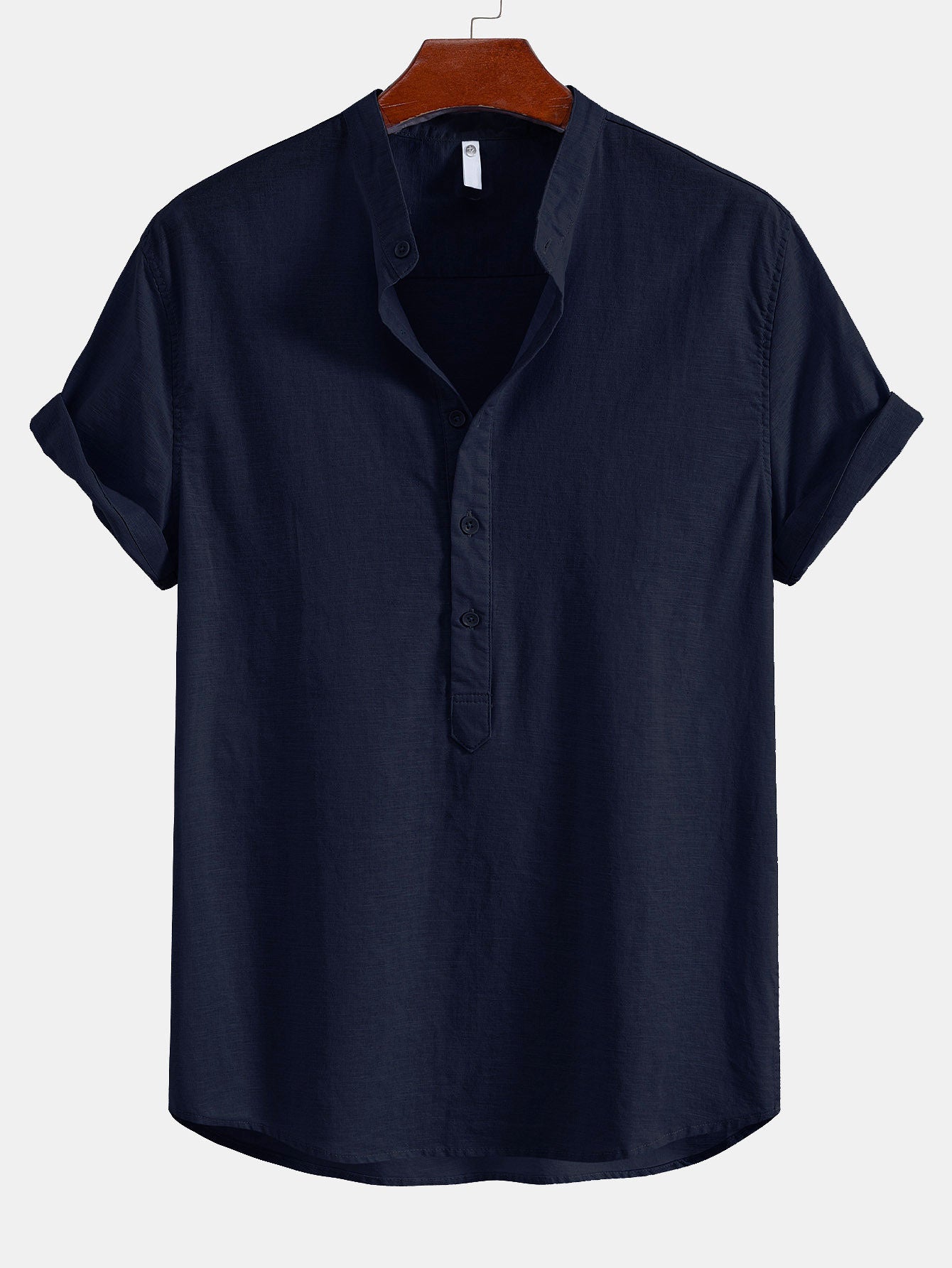 Half Open Collar Linen Shirt