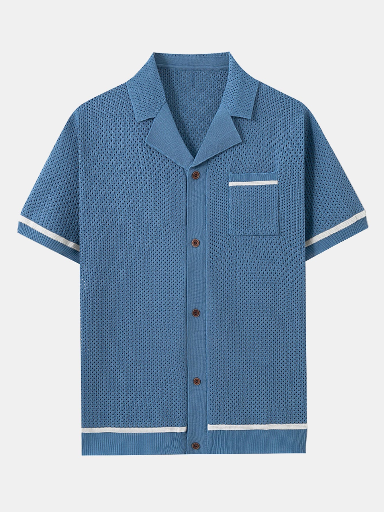 Contrast Trim Open Knit Shirt