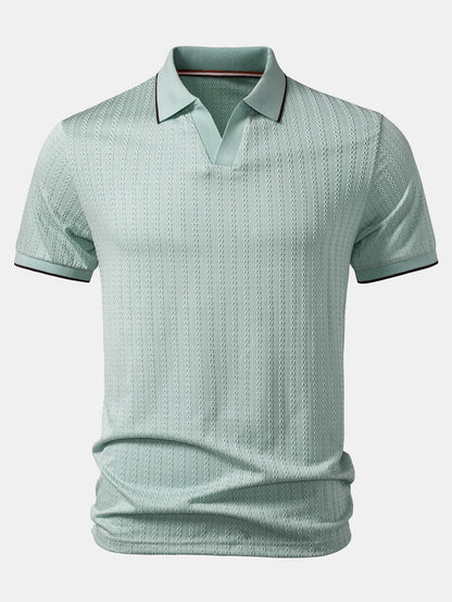 Contrast Trim Textured Knit Polo
