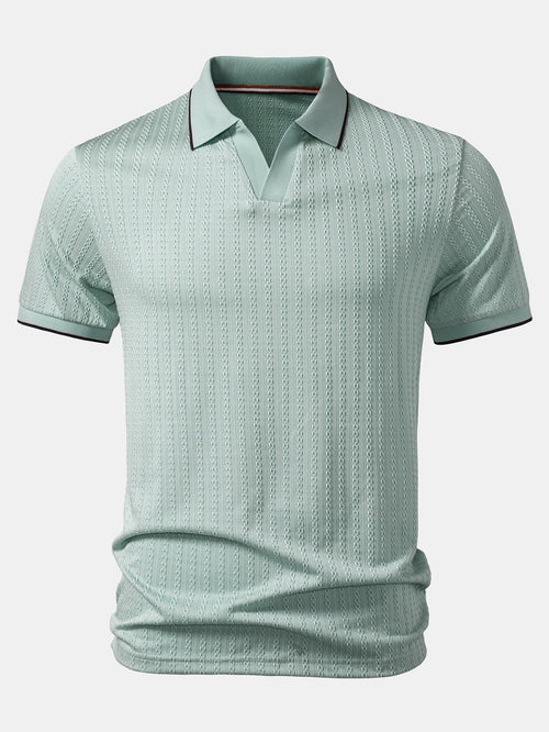 Contrast Trim Textured Knit Polo