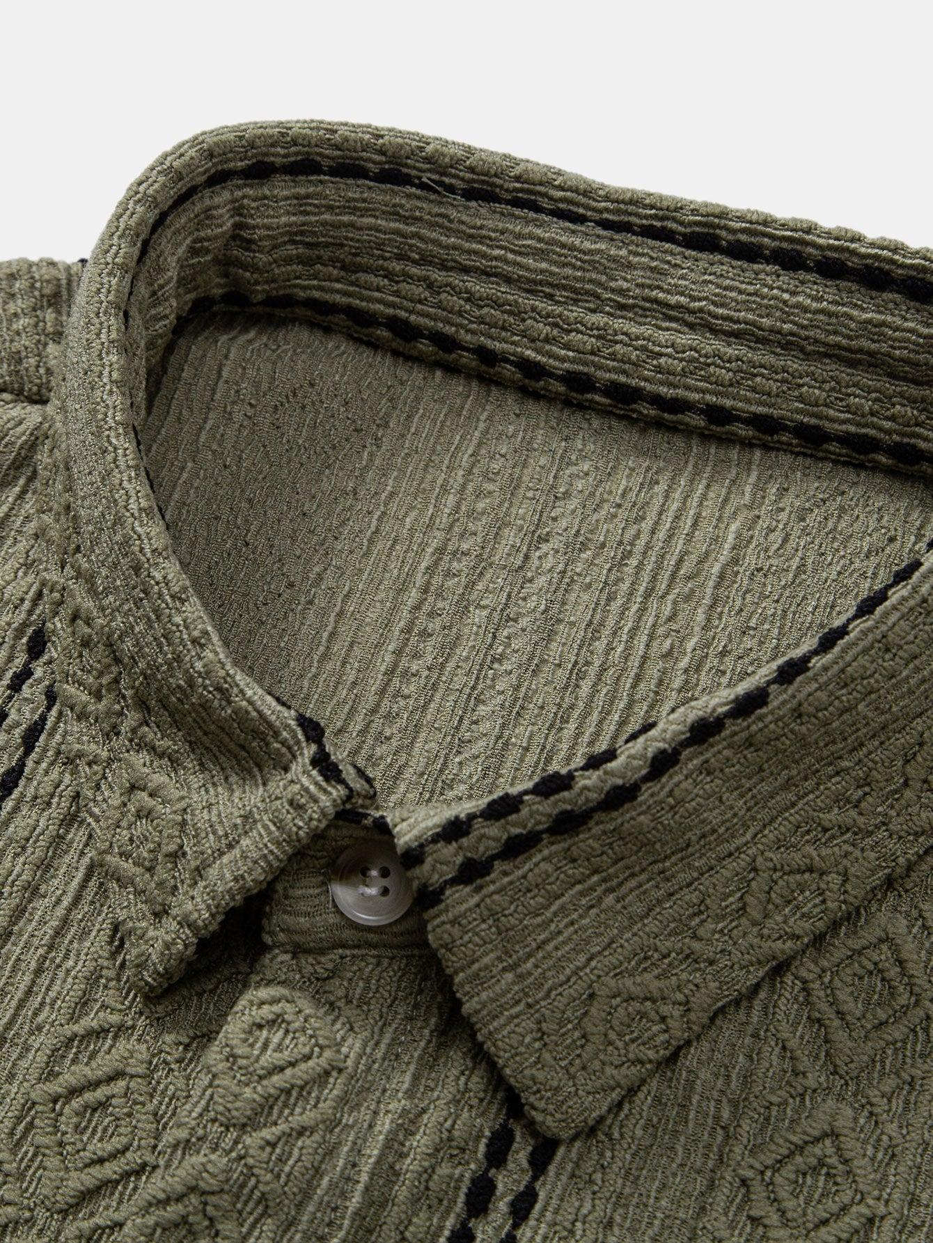 Geometric Striped Jacquard Button Up Shirt