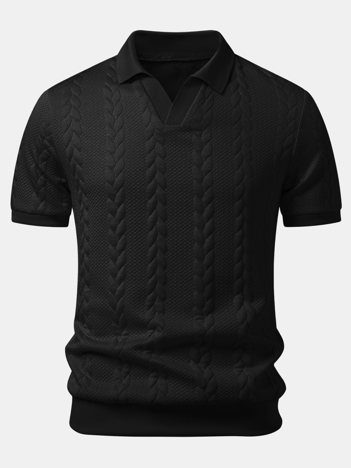 Twist Jacquard V Neck Polo