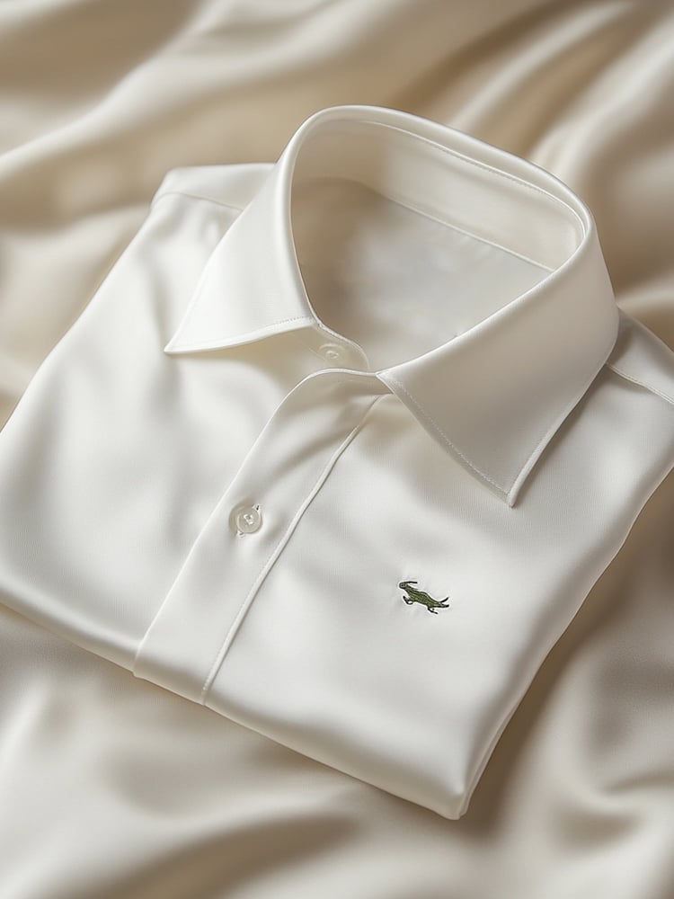 Men's Luxury Business Casual Crocodile Logo Lapel Short Sleeve Shirt