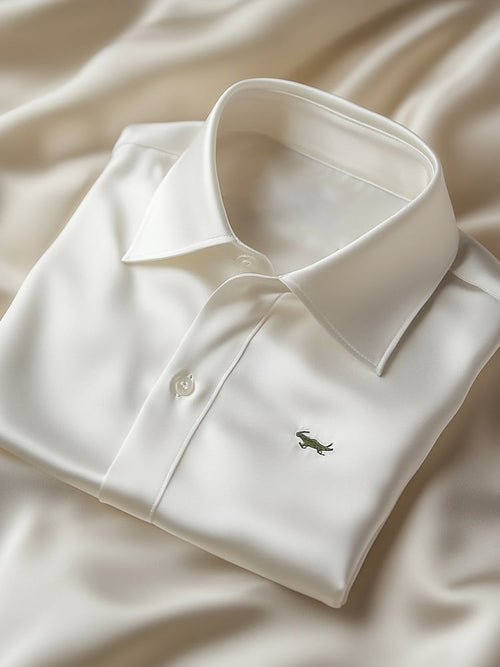 Men's Luxury Business Casual Crocodile Logo Lapel Short Sleeve Shirt