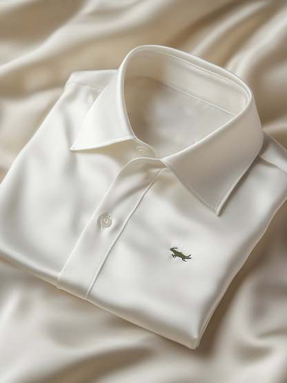 Men's Luxury Business Casual Crocodile Logo Lapel Short Sleeve Shirt