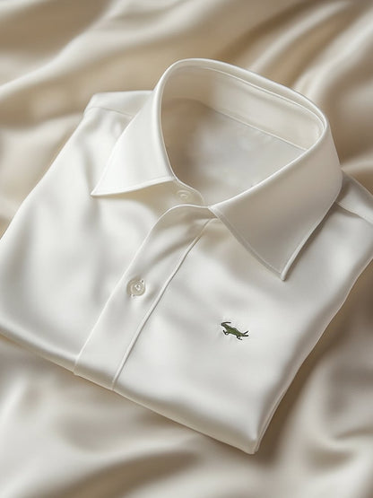 Men's Luxury Business Casual Crocodile Logo Lapel Short Sleeve Shirt