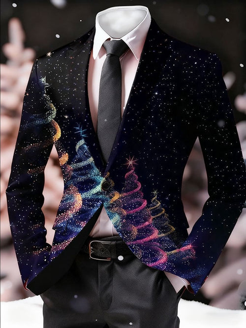 Men's Christmas Art Design Printed Casual Suit Jacket