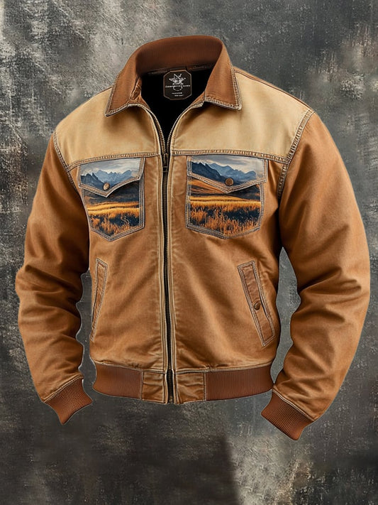Men's Vintage Classic Distressed Casual Pocket Jacket