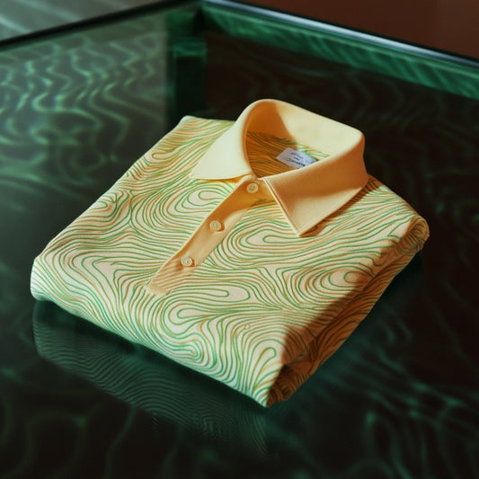 Men's Business Casual Jacquard Button Short Sleeve Polo Shirt