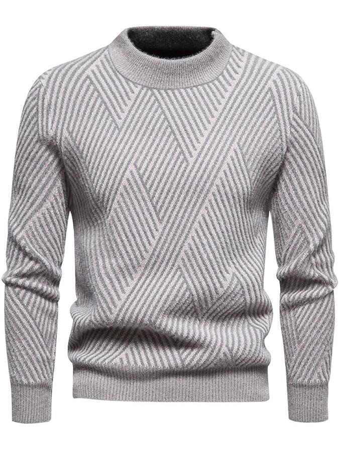 Men's Fashionable Patterned Pullover Long-Sleeved Sweater