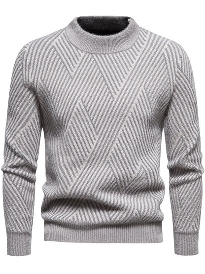 Men's Fashionable Patterned Pullover Long-Sleeved Sweater