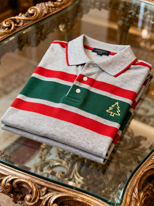 Men's Christmas Long Sleeve Polo Shirt