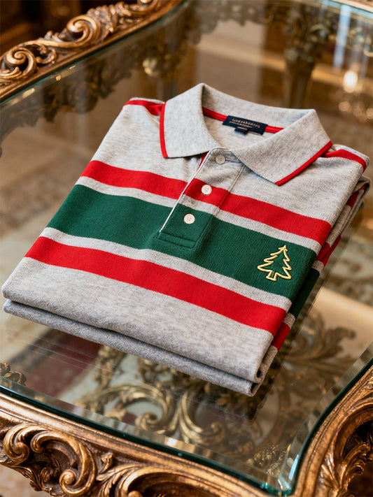 Men's Christmas Long Sleeve Polo Shirt